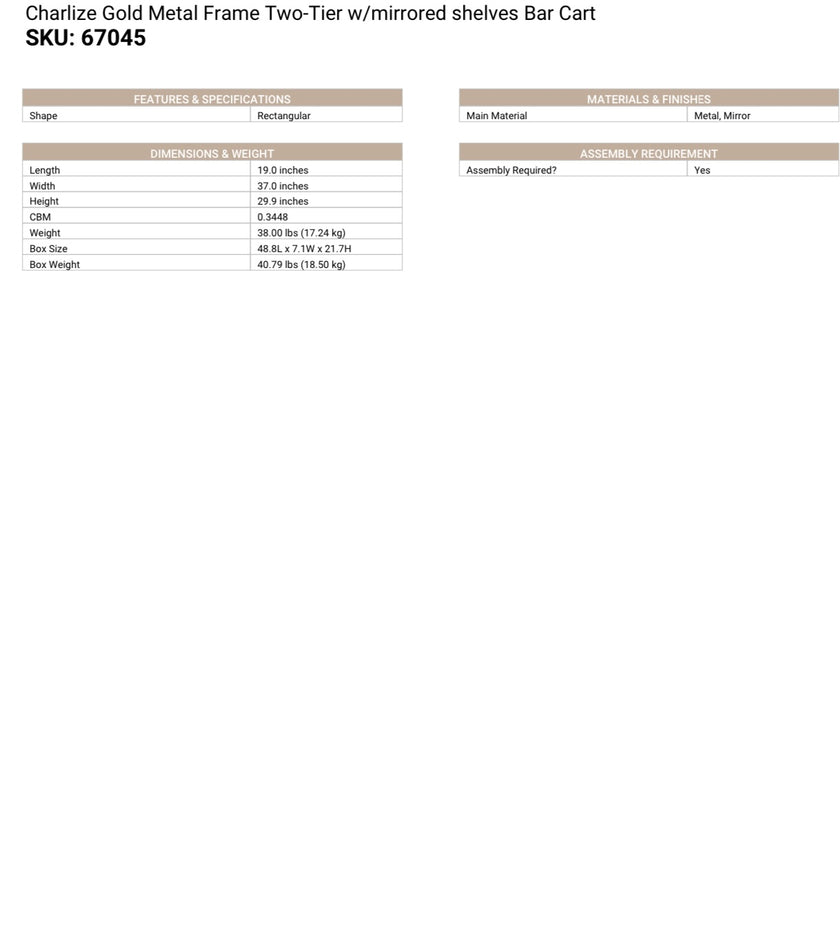 Charlize Bar Cart